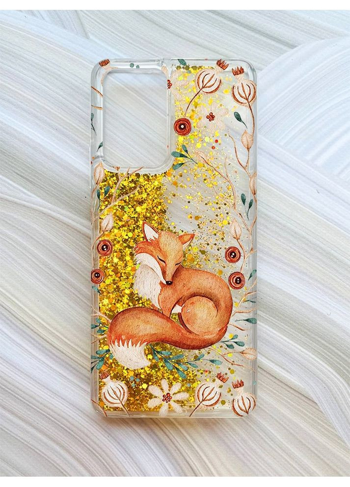 Чохол з плаваючими золотими блискітками на Xiaomi Redmi Note 10 Pro/10 Pro Max Лисичка (принт 420) Creative (368775487)