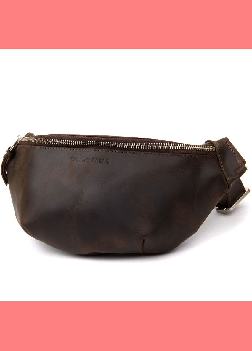 Сумка чоловіча через плече шкіряна бананка 11154 Коричнева Grande Pelle (302008857)