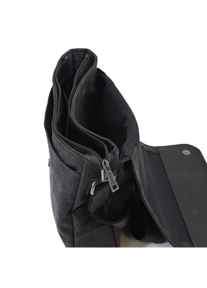 Сумка мужская мессенджер через плечо из натуральной кожи и текстиля для документов средняя Черный 40727 TARWA (367164777)