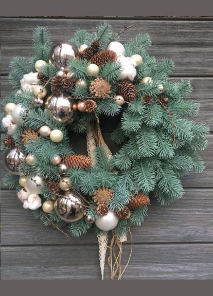 Вінок новорічний різдвяний Premium з литої хвої d-45 см блакитний HVOYA (328606353)