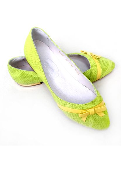 Женские женские кожаные балетки салатовые. TOPAS | салатовые аппликация натуральная кожа (359403296)