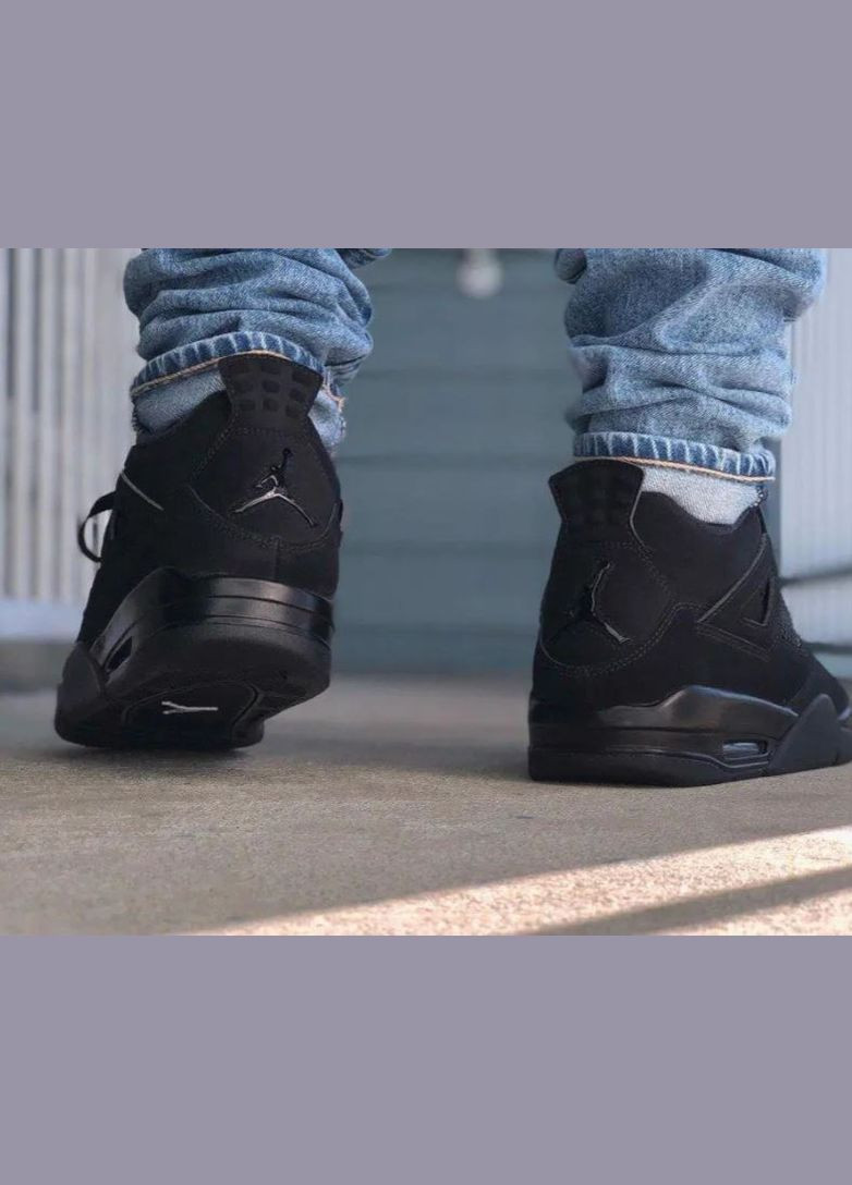 Черные демисезонные nike air jordan 4 retro No Brand кросівки