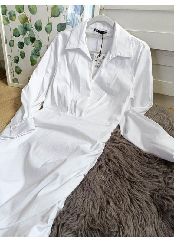 Білий коротка біла сукня-сорочка Zara