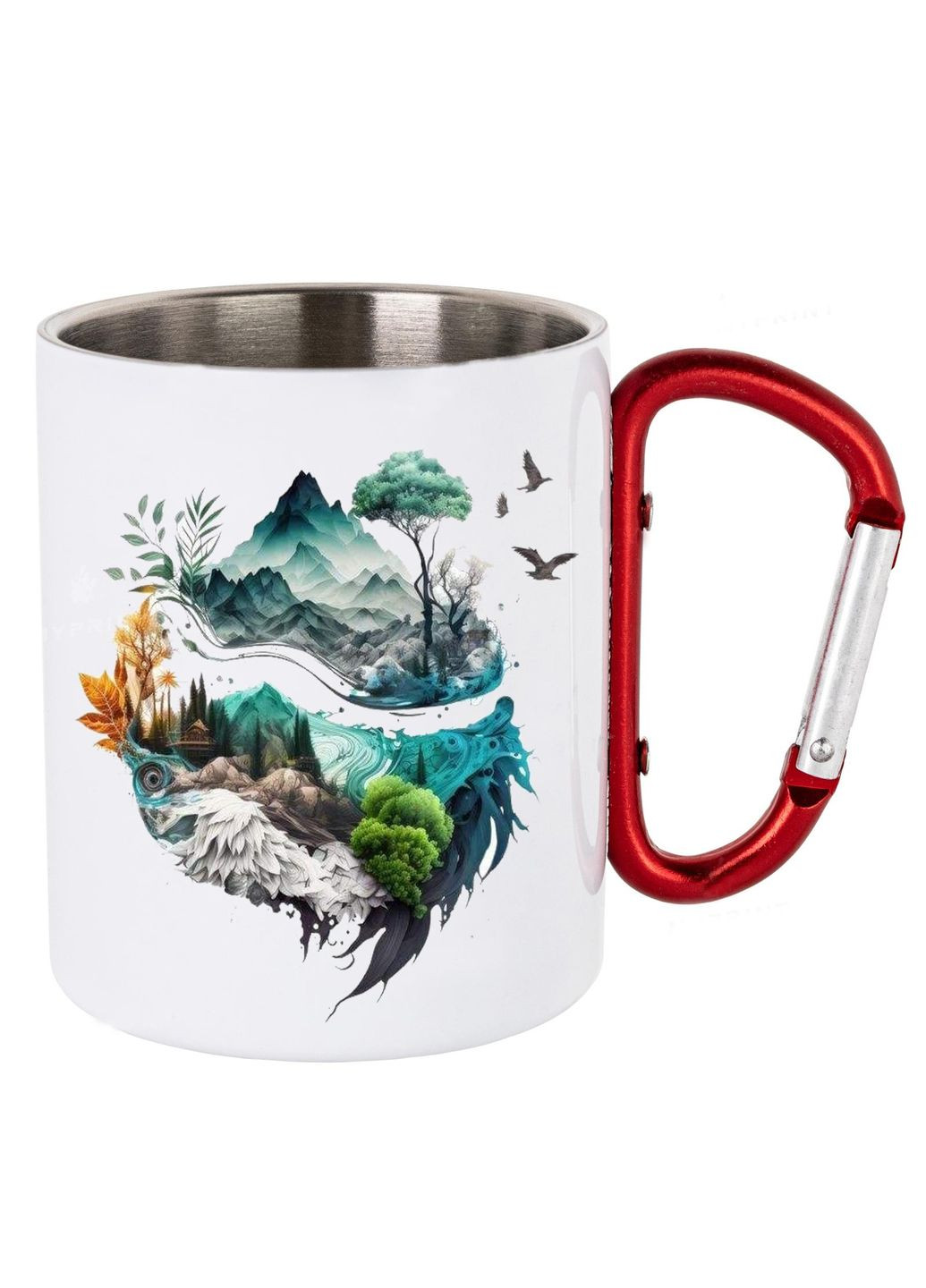 Кружка металева з карабіном (red) туристична 300 мл #0054 біла No Brand (316121492)