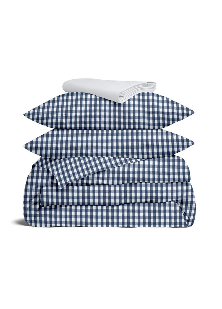 Двуспальное постельное белье с простыней на резинке NAVY CHECK CS1 (4822052404386) Cosas (393976595)