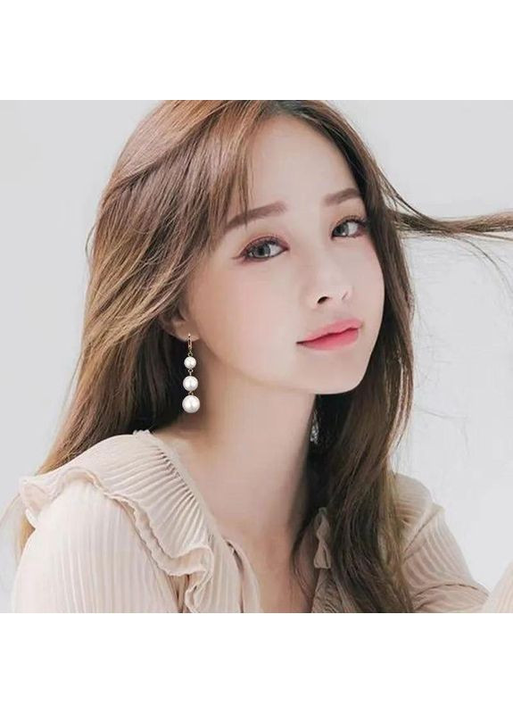 Сережки перлинні довгі перли висячі білі перлини No Brand (339104015)