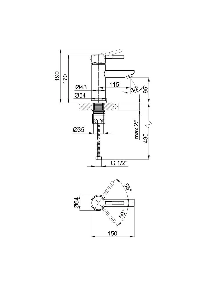 Змішувач для раковини Aria 001F (k35) LDARI001FNKS34937 Nickel LIDZ (396883505)