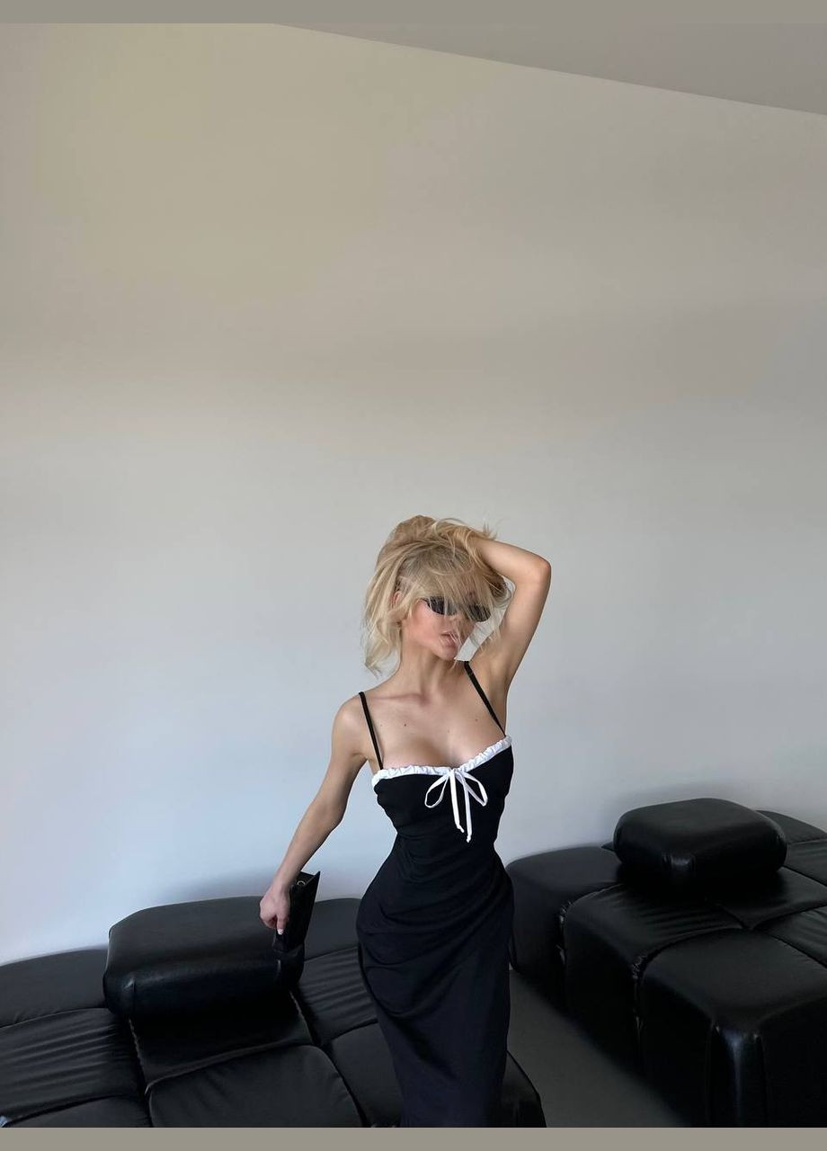 Черное красивое приталалённое чёрное платье-макси без рукава и с открытым декольте, шикарное платье с открытой спиной и плечами No Brand