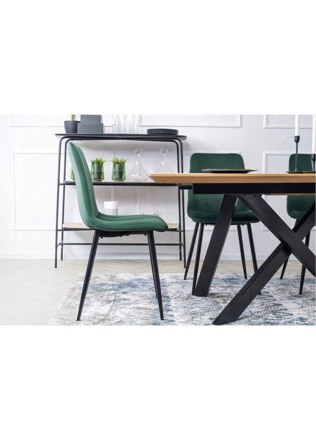 Стілець ETHAN чорний/зелений велюр Intarsio (372178943)