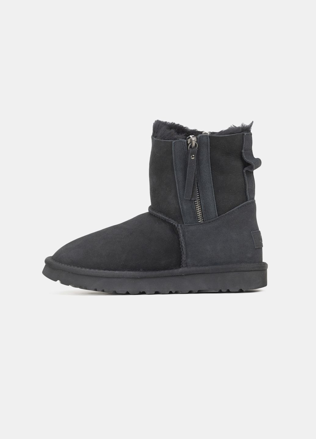 Угг із змійкою Чорні Шкіряні Classic Black Leather Zip UGG (314860358)
