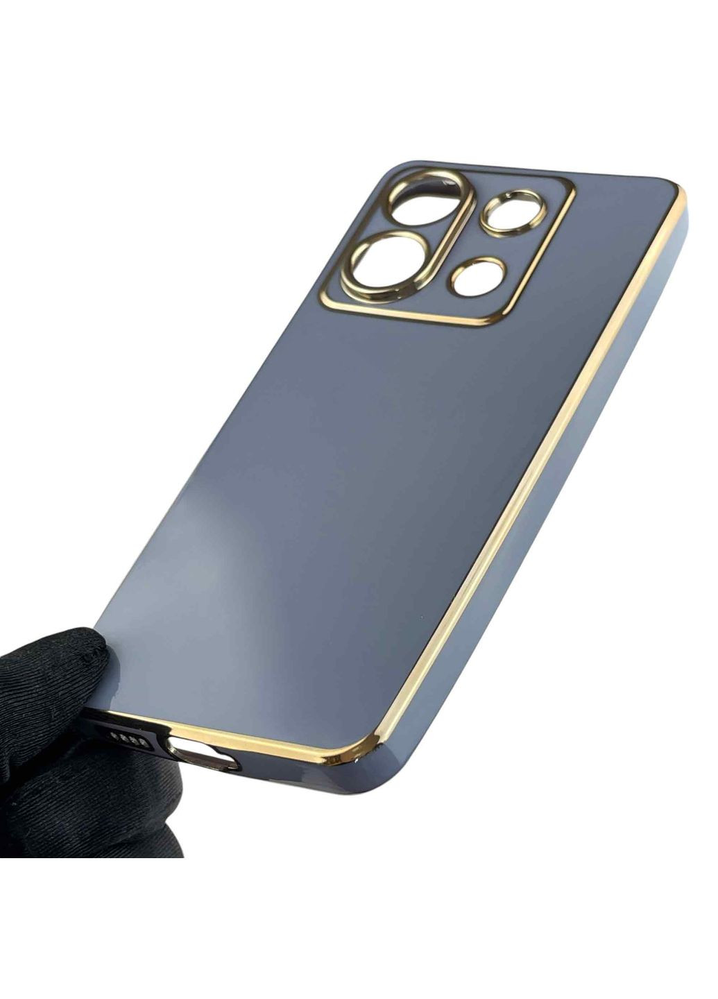 Чехол для POCO X6 женский с золотой окантовкой с защитой камеры на сяоми поко х6 синий Xiaomi (366019529)