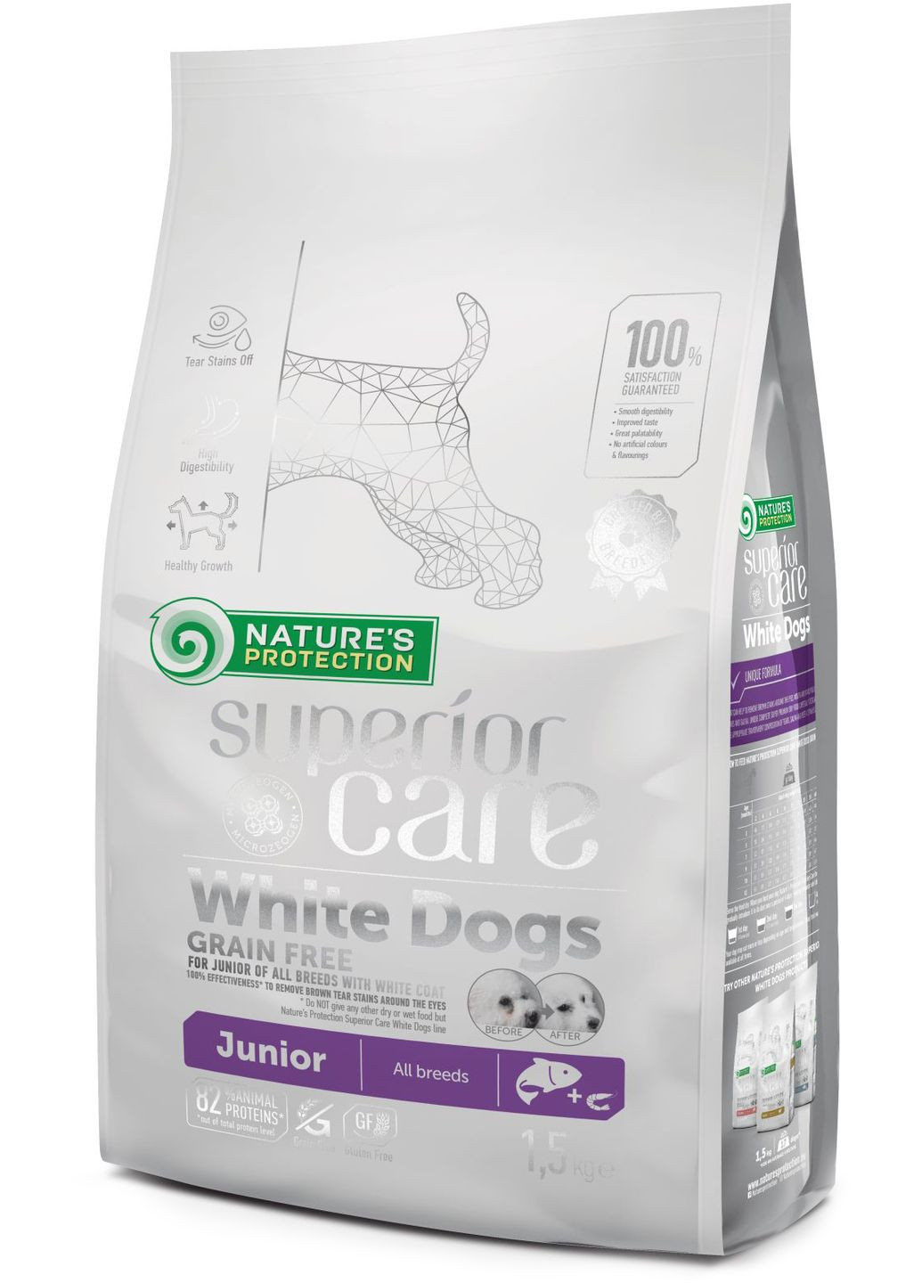 Сухой беззерновой корм для юниоров Superior Care White Dogs Grain Free Junior All Breeds 1.5 кг Nature's Protection (308068589)