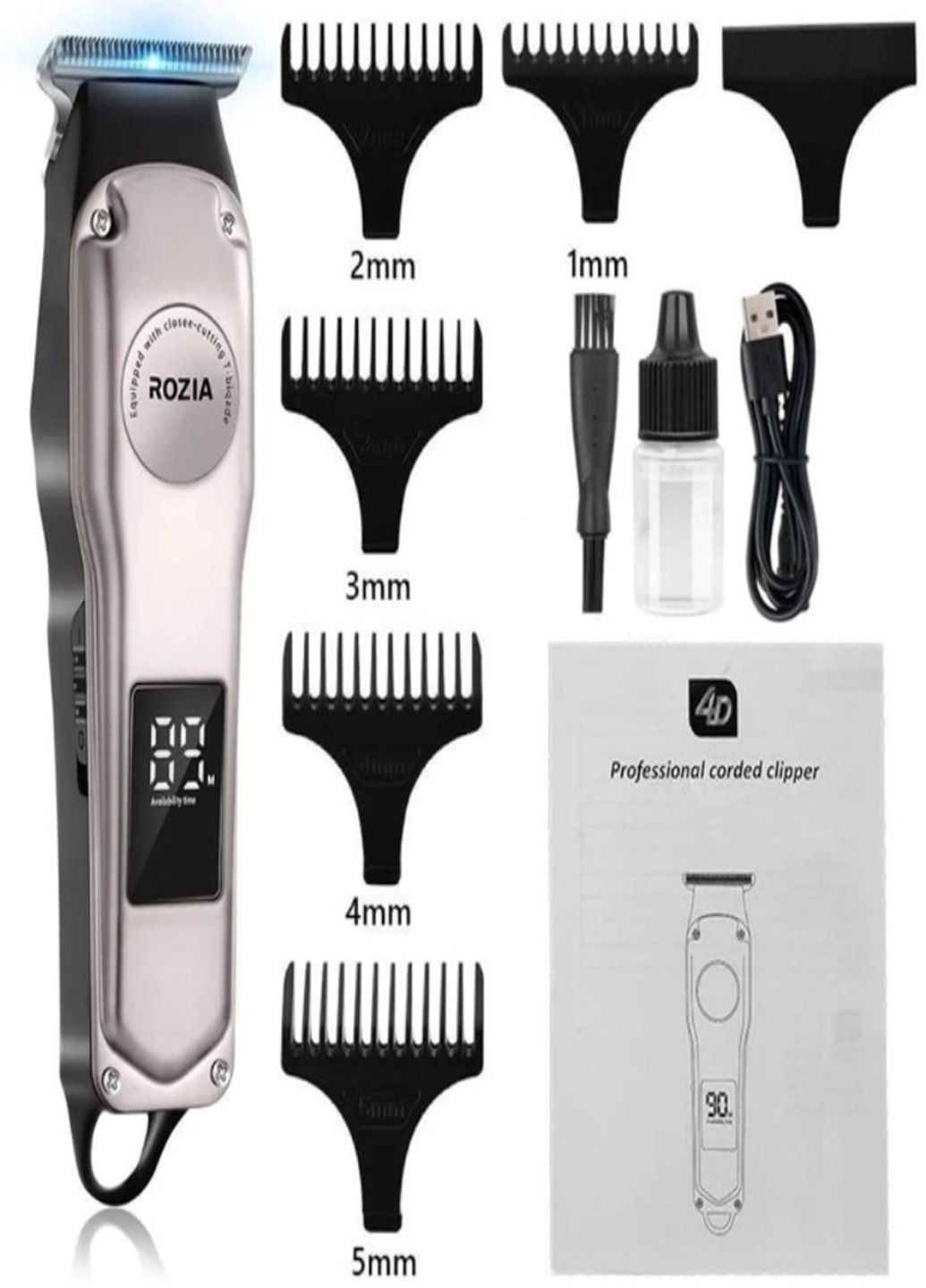 Бездротова машинка триммер для стрижки волосся бороди та тіла HQ 308 Rozia (290186515)