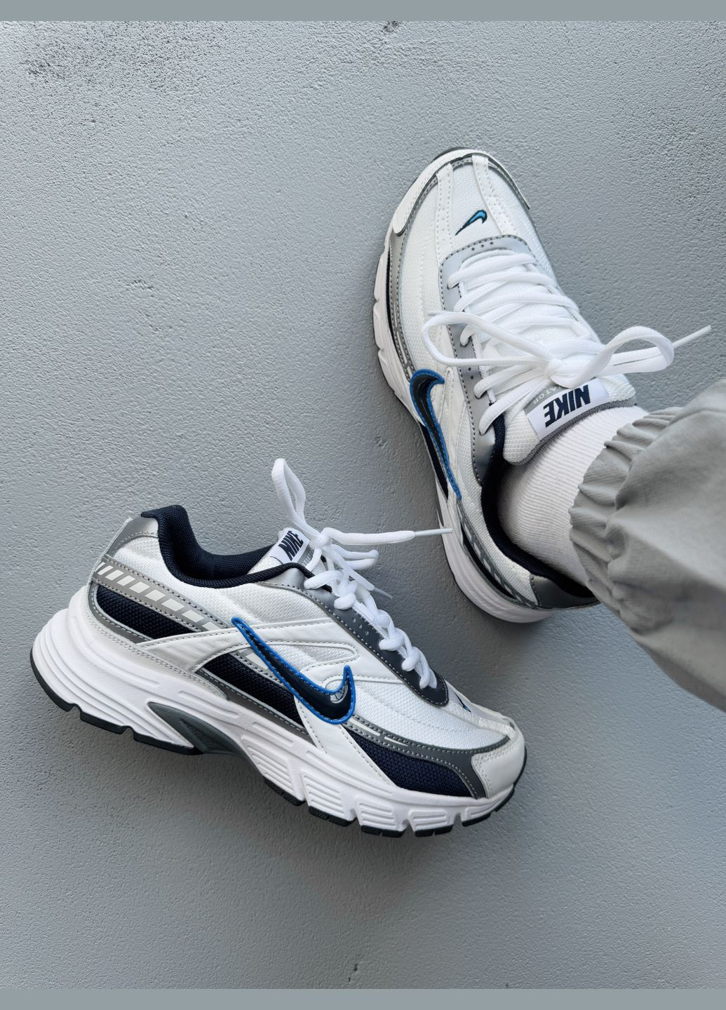 Білі Осінні кросівки чоловічі nike initiator white grey blue | найк ініціатор білі No Brand