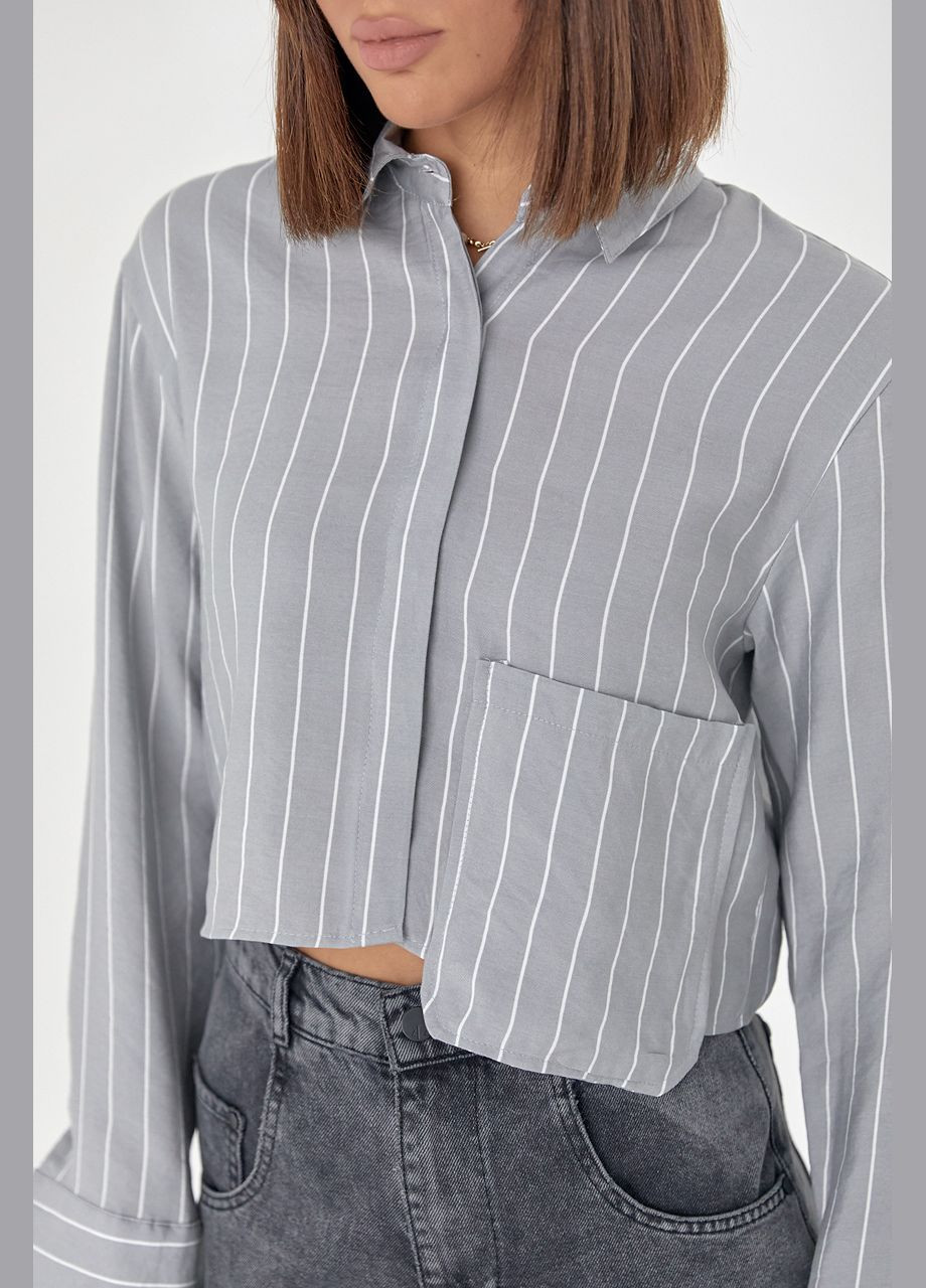 Серая кэжуал рубашка в полоску Lurex с длинным рукавом