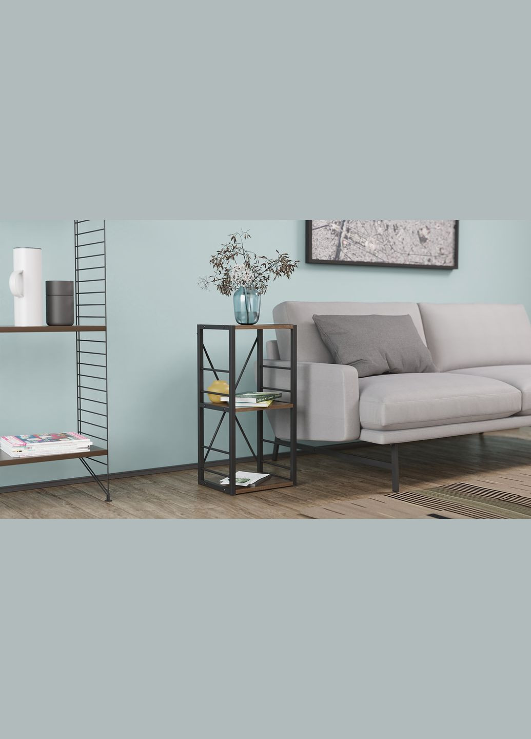 Этажерка 3/34 Серии Коннект 73x34x28 черный ДСП 16мм (FRD-104293) Ferrum-decor (353501106)