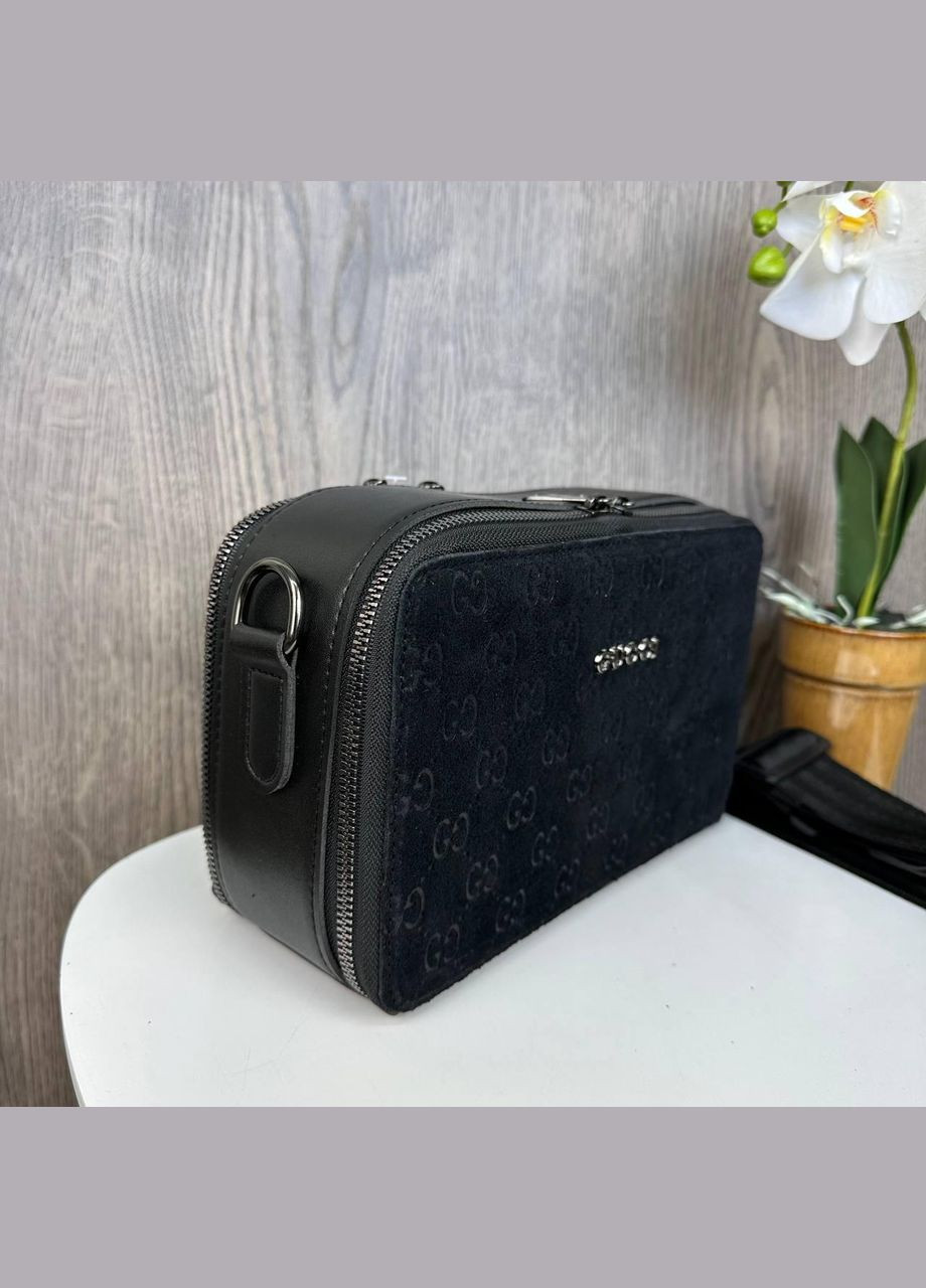 Замшевая сумочка клатч на цепочке с магнитной застежкой черная (sku_1340) No Brand (330576251)