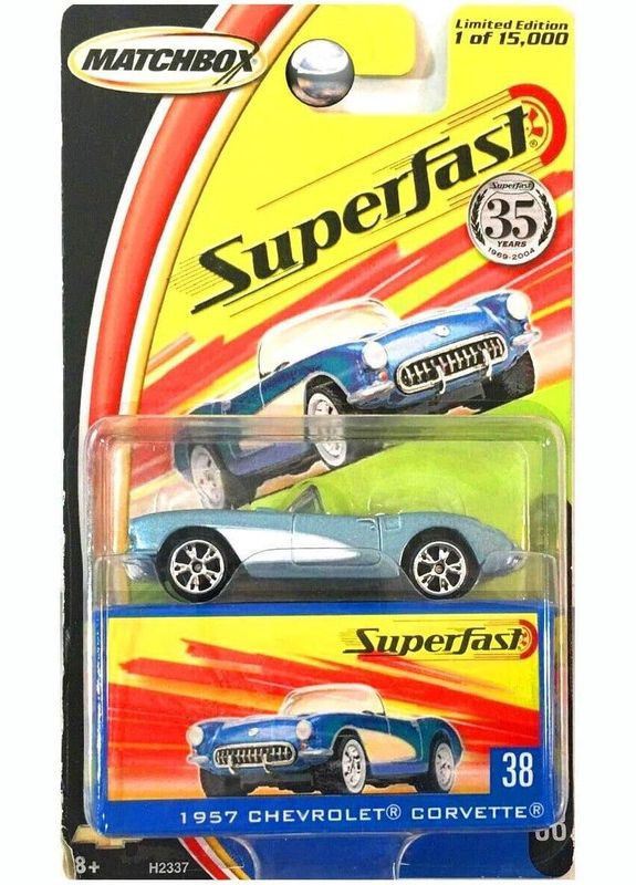 Машинка 1957 Chevrolet Corvette 2004 Superfast #38 H2337 Matchbox (315518243)