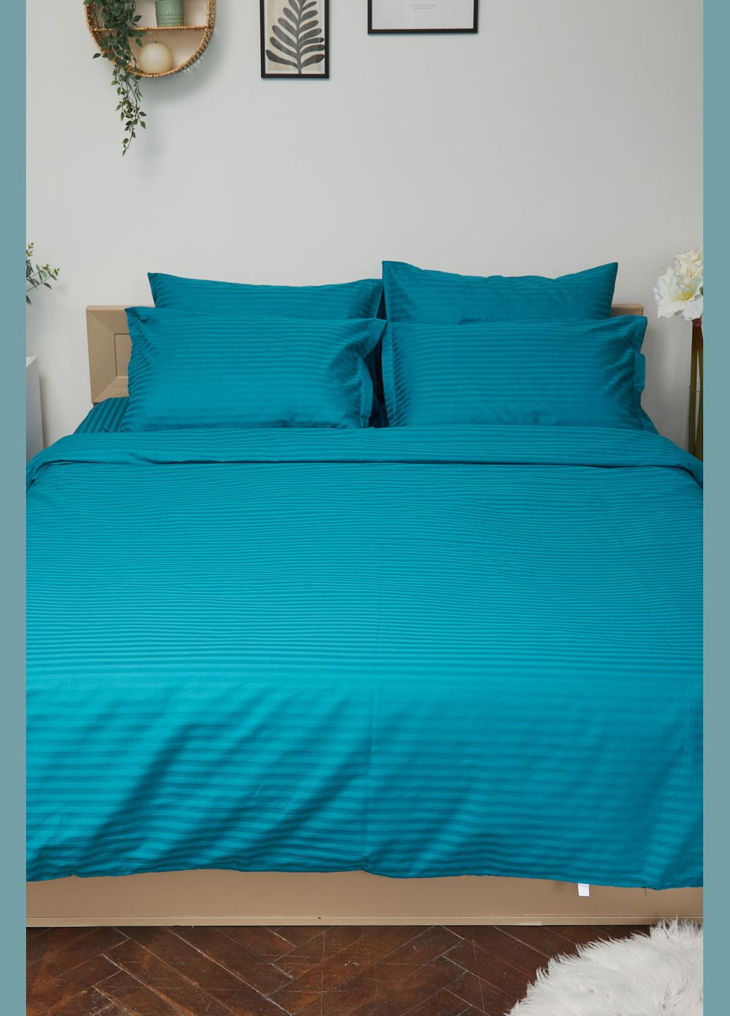 Комплект постельного белья двуспальный 175х210 наволочки 2х50х70 Satin Stripe (MS-820000636) Moon&Star turkish blue (284416255)