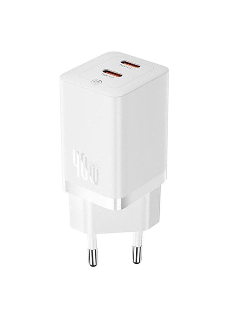 Блок зарядний пристрій GaN5 Pro Wall charger 2 TypeC 40 W (CCGP180102) білий Baseus (279554098)
