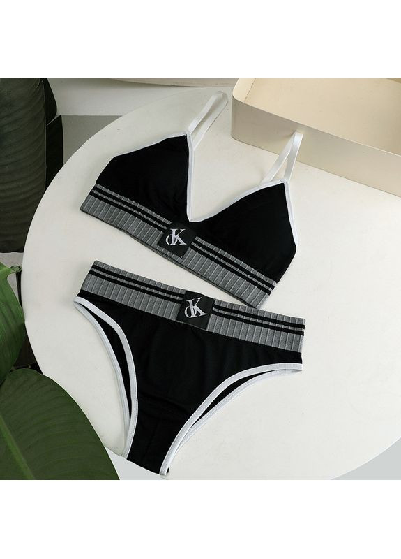 Черный демисезонный комплект женского нижнего белья "ok" s-m черный No Brand