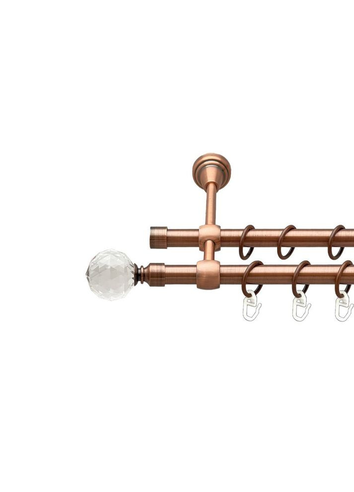 Карниз Люмиера металлический двухрядный литой гладкая труба Медь 16\16 мм 300 см (00-00019635) ORVIT (300691278)