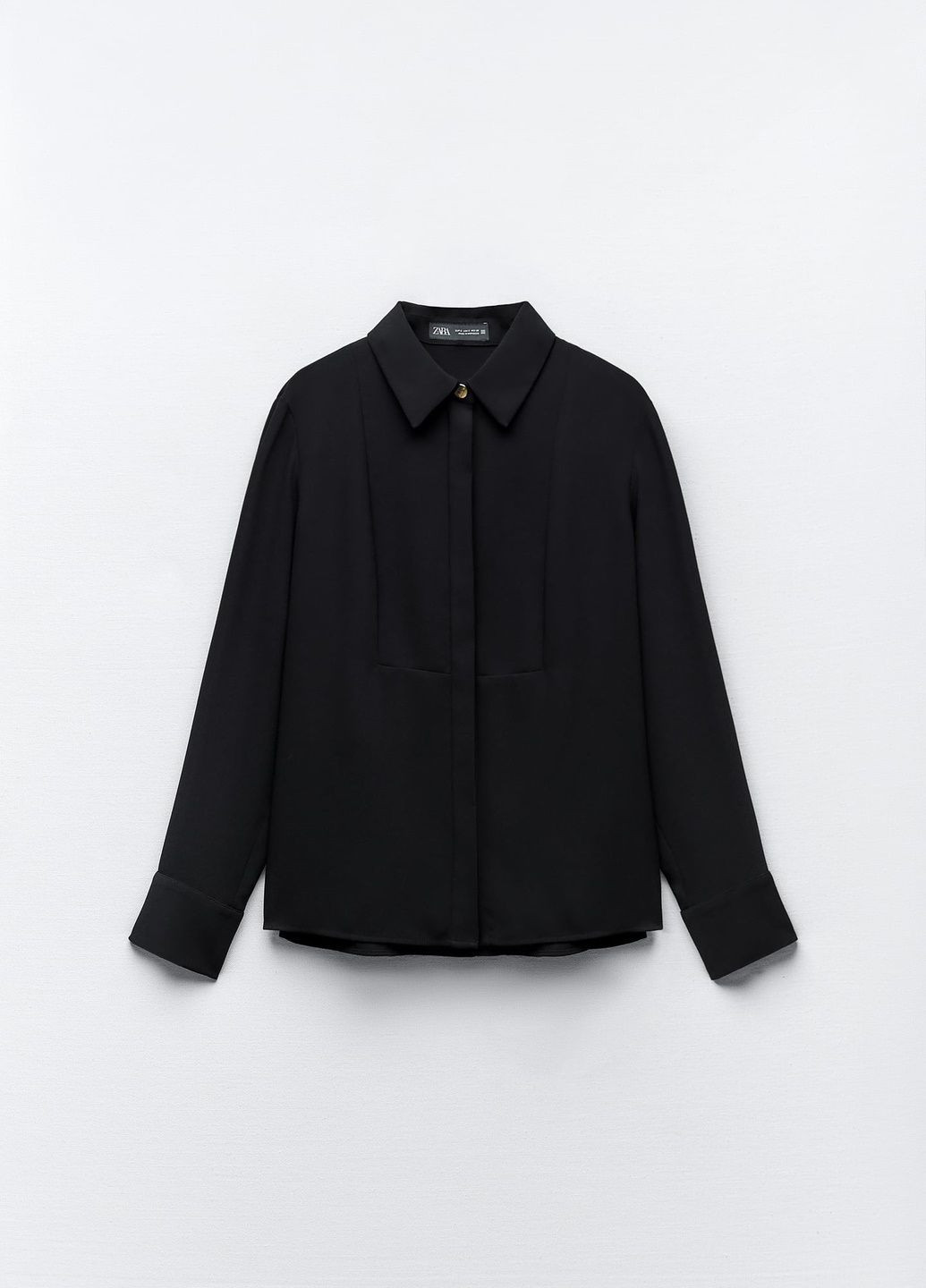 Черная классическая рубашка однотонная Zara