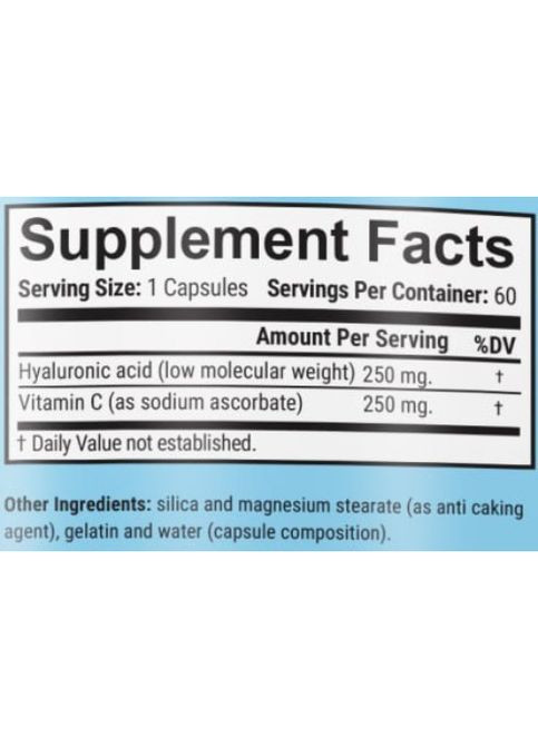 Hyaluronic Acid 250 mg 60 Caps Garo Nutrition (305297993)