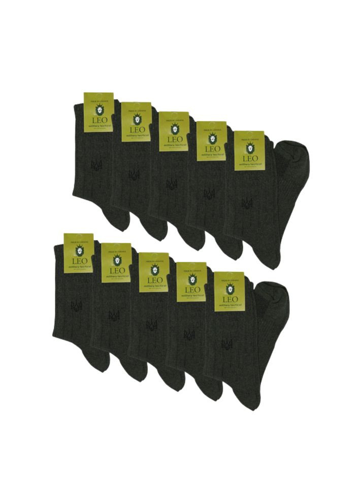 Оливкові набір чоловічих шкарпеток трекінгових високих patriot 10 пар олива + присипка сушар для ніг Лео (324416213)