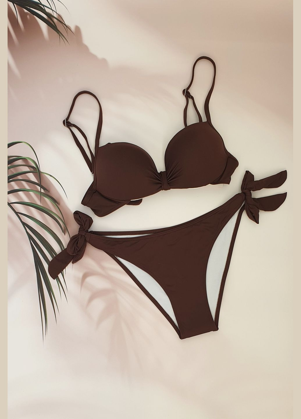 Коричневий демісезонний молодіжний роздільний купальник роздільний No Brand