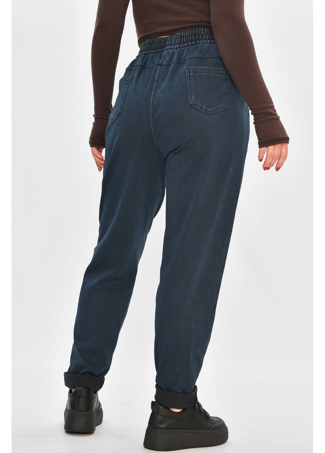 Джинсы женские батальные утепленные темно-синего цвета Let's Shop - (368726620)