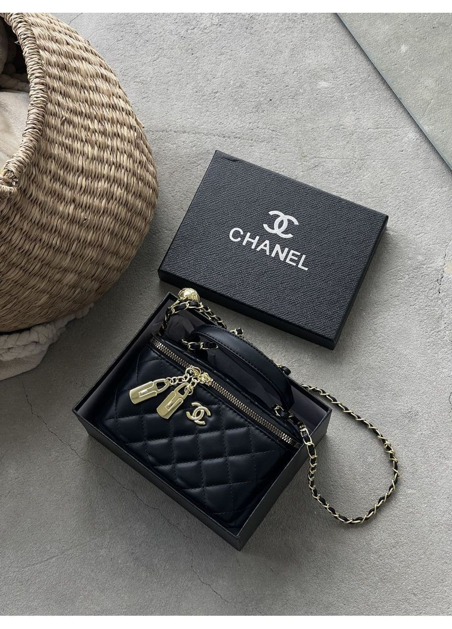 Сумка жіноча клатч Chanel Classic Black Lambskin класична бочка Шанель Чорна саквояж No Brand (367610514)
