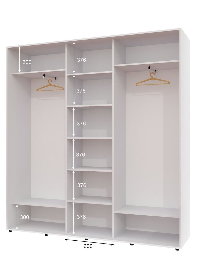 Шкаф-купе трехдверный 220*45*250 см Белый 3 двери ДСП ШК-04 Алекса (360452487)