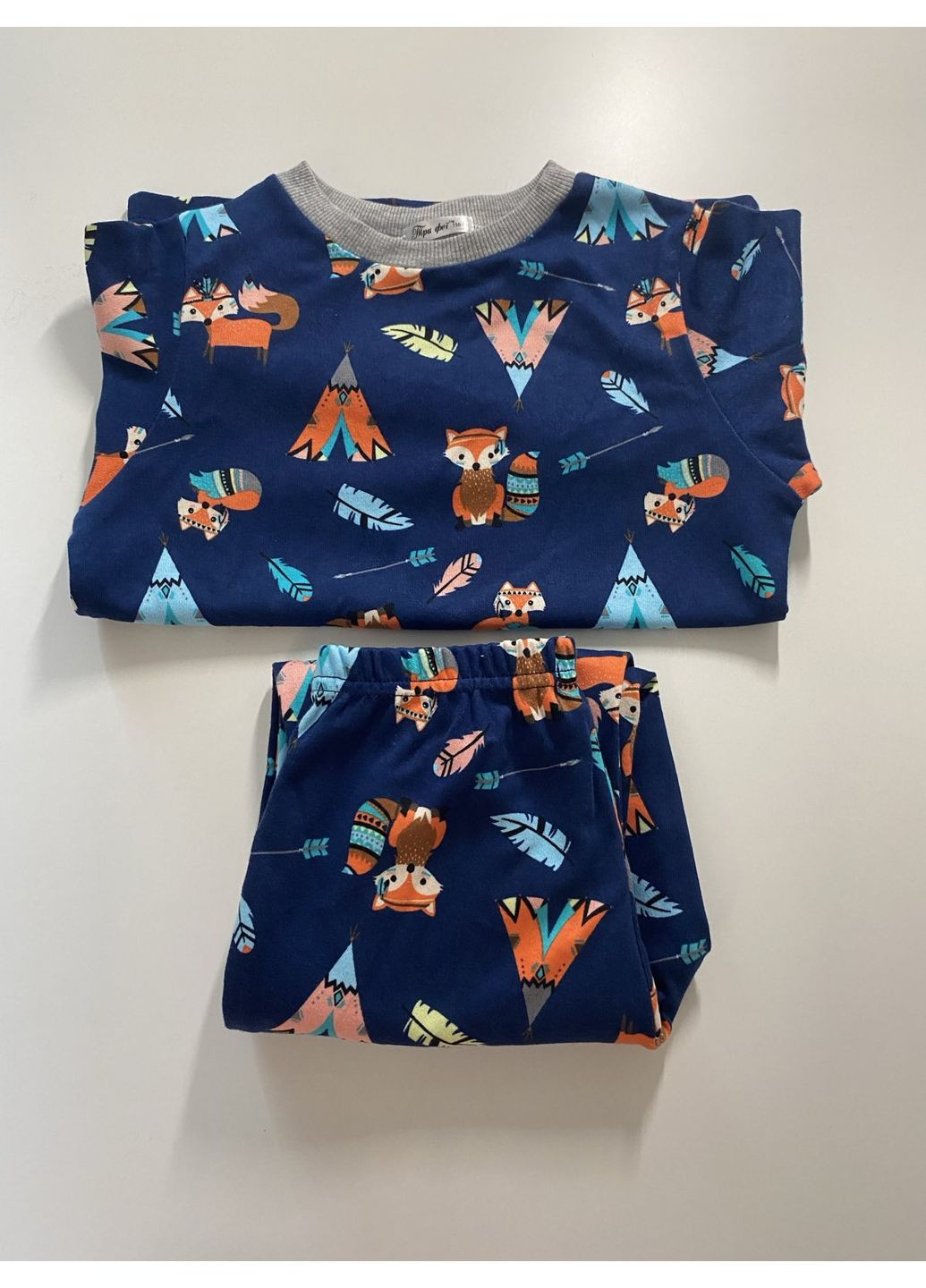 Темно-синя піжама темно синя принт лисички Три феї