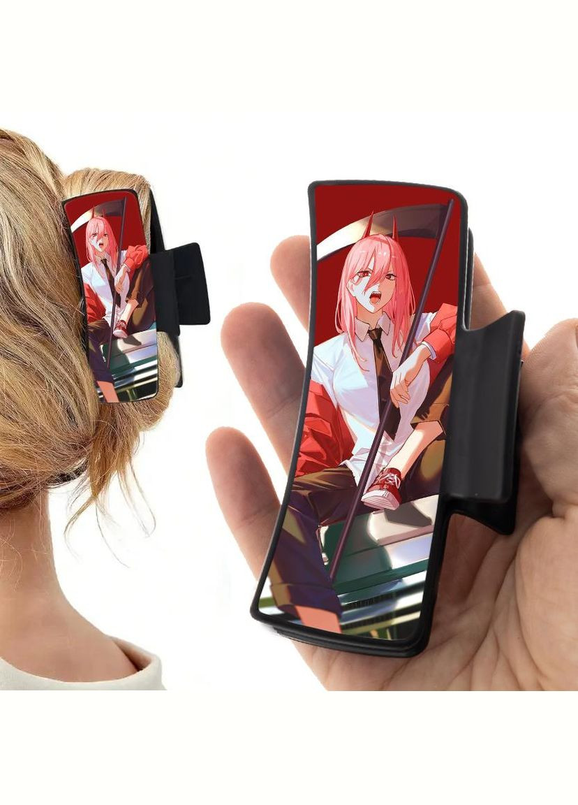 Заколка крабик для волос Человек бензопила #0001 черный No Brand (315630913)