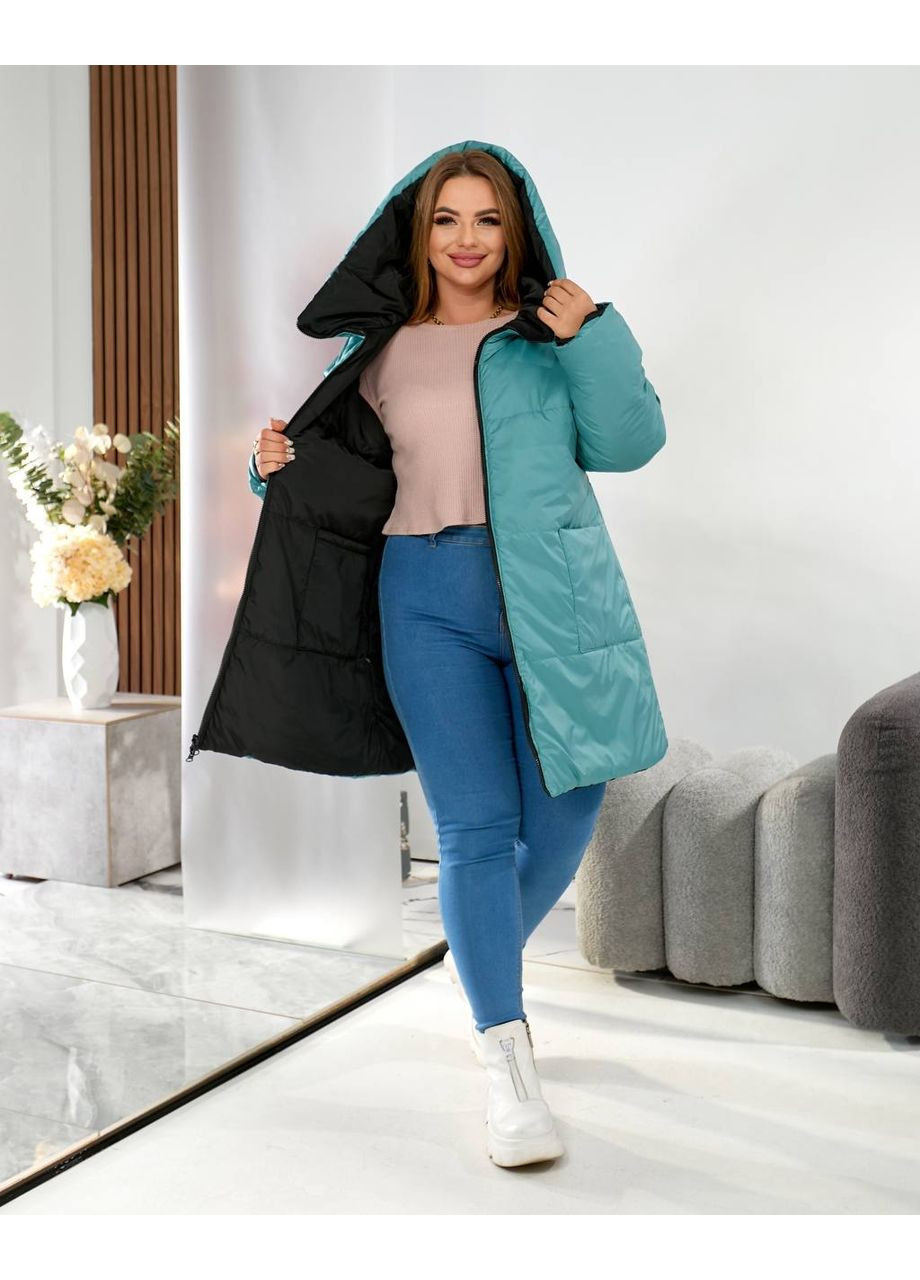 Чорна демісезонна куртка-пальто жіноча двухстороння Style Point