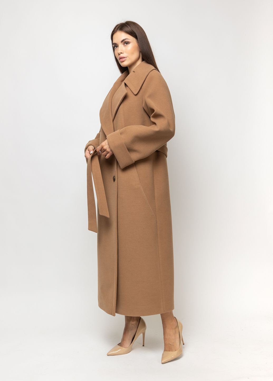 Бежевое демисезонное Пальто классическое женское Марсель. оверсайз CHIUAS