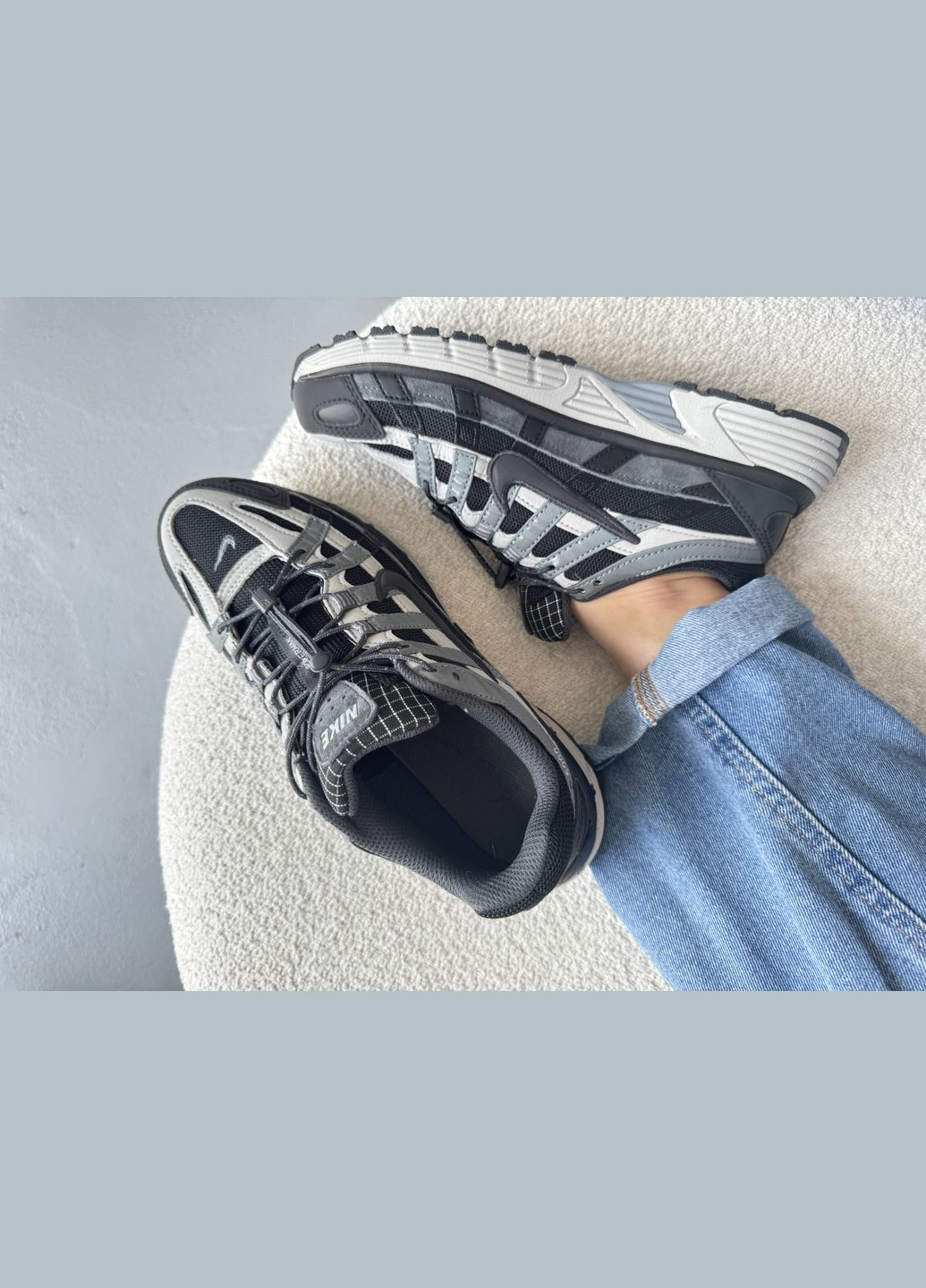 Чорні Осінні кросівки чоловічі і жіночі nike p-6000 black grey blue | найк р-6000 чорні No Brand