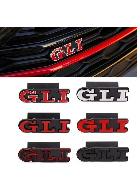 Эмблема надпись GLI для в решетку 91х27мм ХРОМ металл (на креплениях) Volkswagen (369612073)