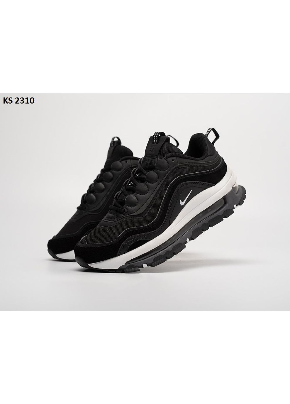 Черные демисезонные кроссовки мужские nike air max 97 futura black white найк аир макс 97 No Brand