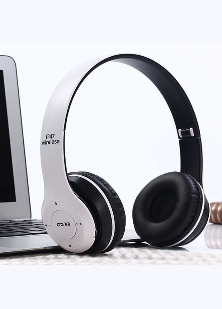 Беспроводные наушники Bluetooth Wireless P47 microSD FM White No Brand (329887716)