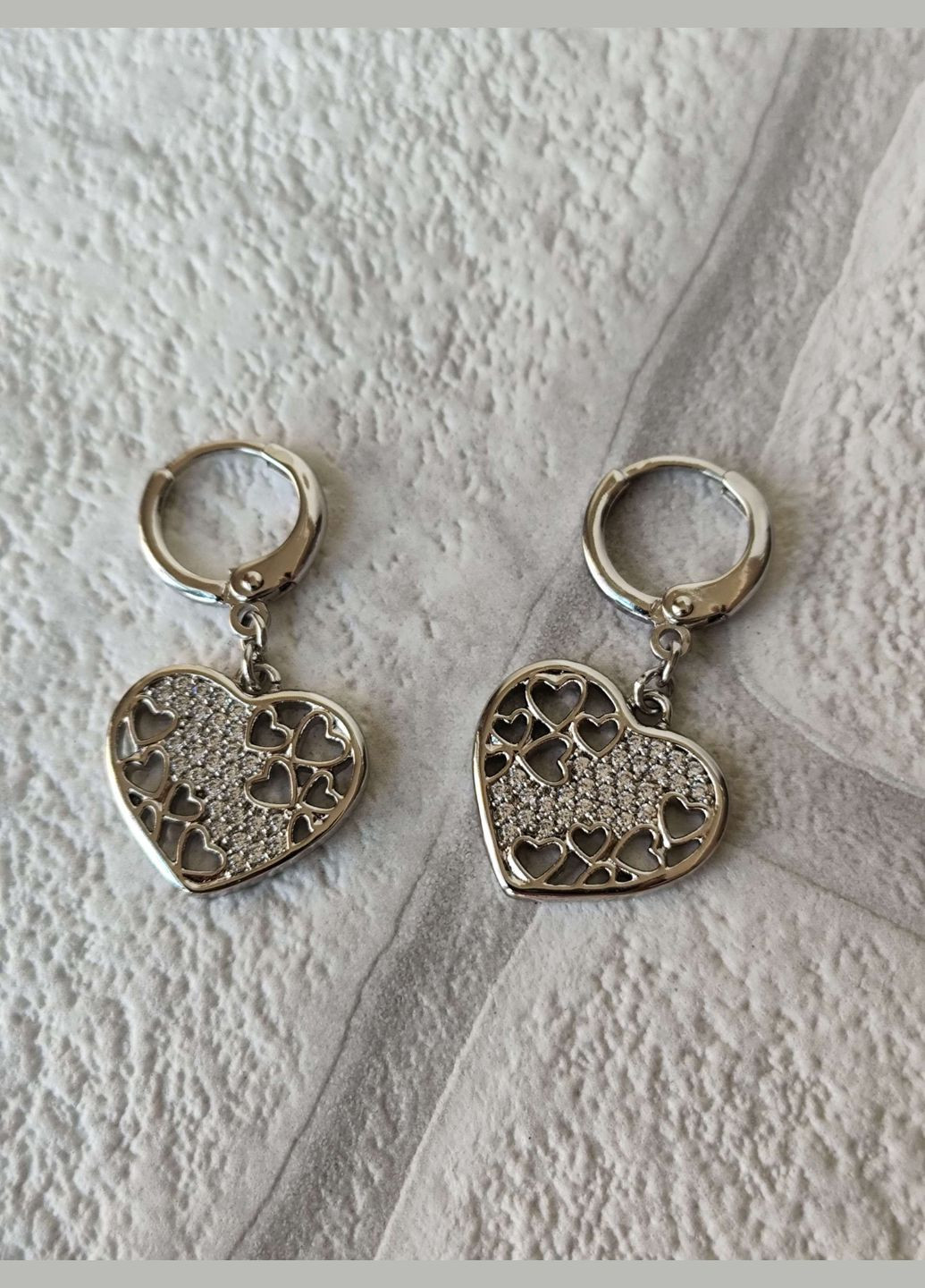 Сріблясті сережки серця трендові xuping медичний сплав родій Xuping Jewelry (337503361)
