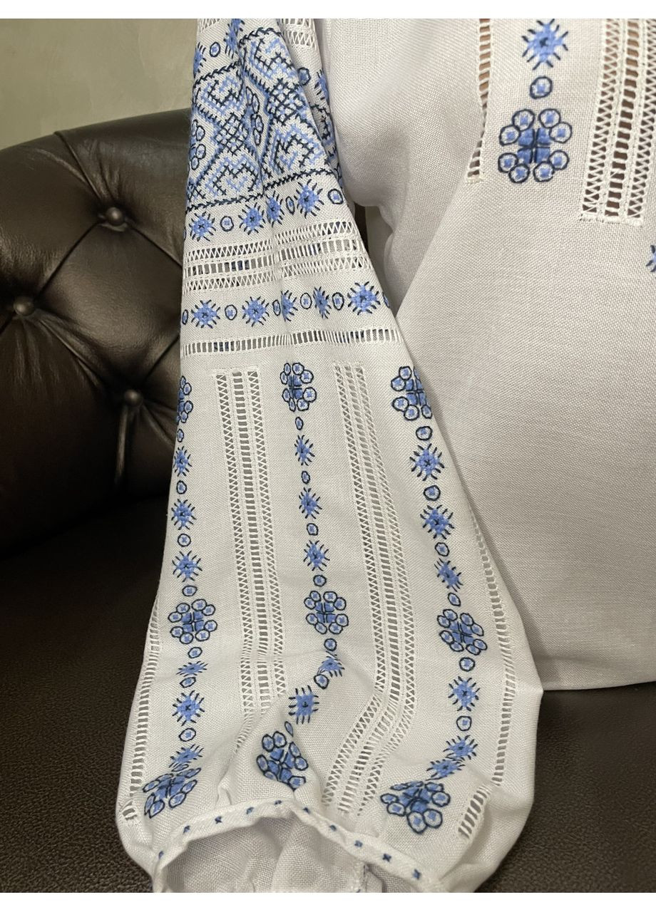 Біла стильна гуцульська вишиванка на білому домотканому полотні ручної роботи ж-2720. s (371698846)