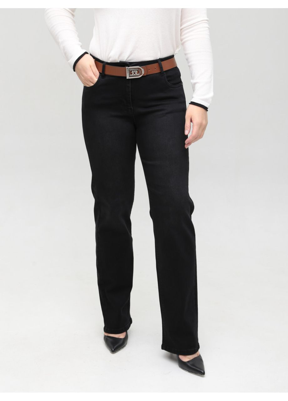 Джинси жіночі прямі чорні із стрейчем великий розмір Пряма Adorati - (358501742)