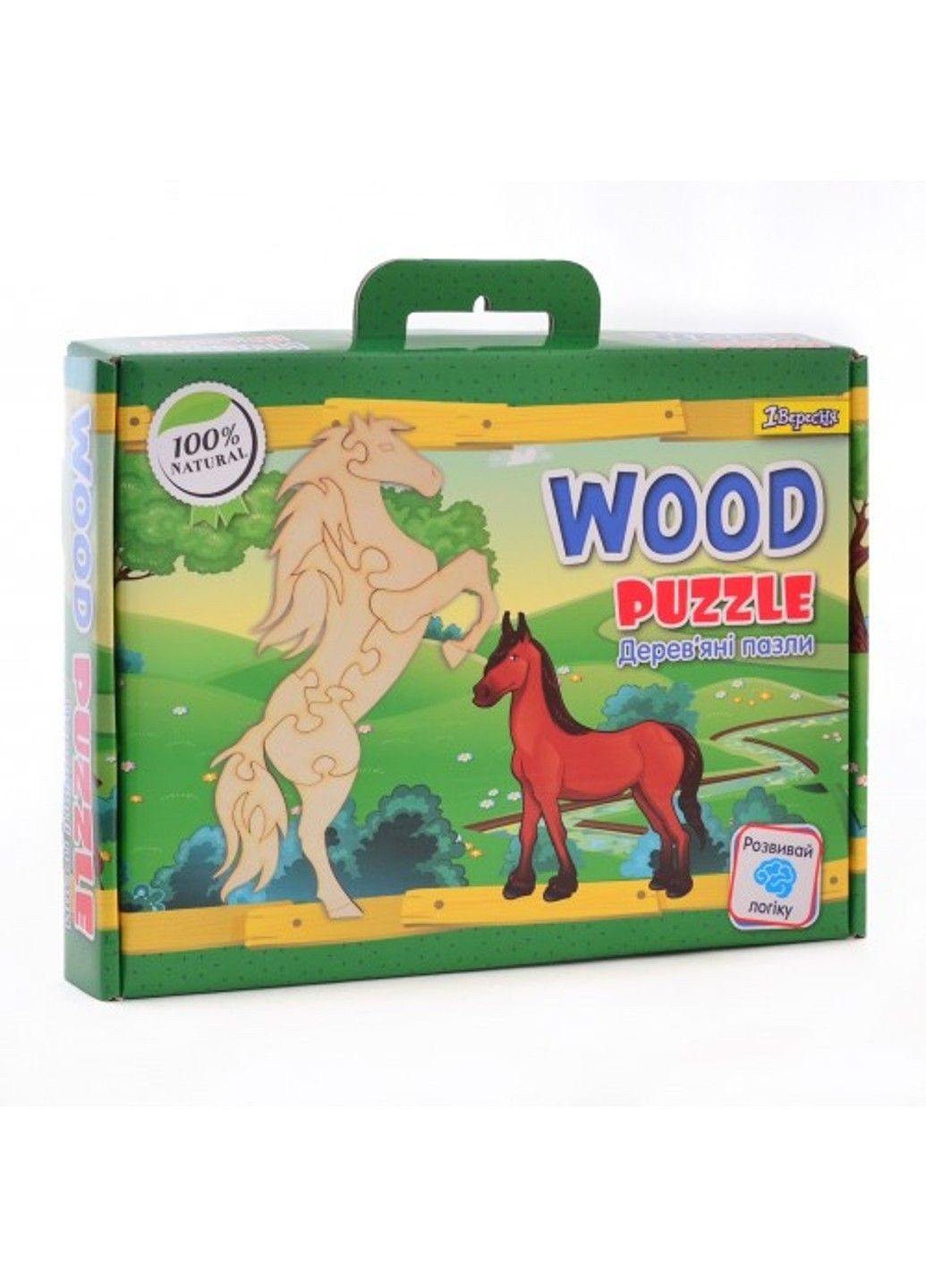 Дерев'яний пазл Конячка розвиває дрібну моторику Пазли Вкладиші українська версія No Brand (334343446)