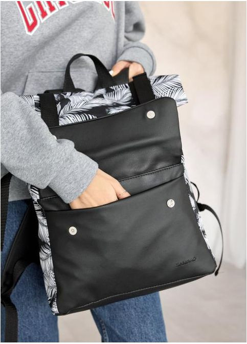 Рюкзак женский из экокожи 20 л городской спортивный маленький Черный 39768 Sambag (355884736)