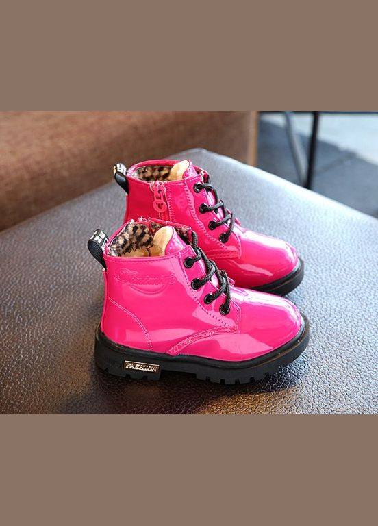 Лаковані черевики з хутром Dinimigi малинові No Brand (303612735)