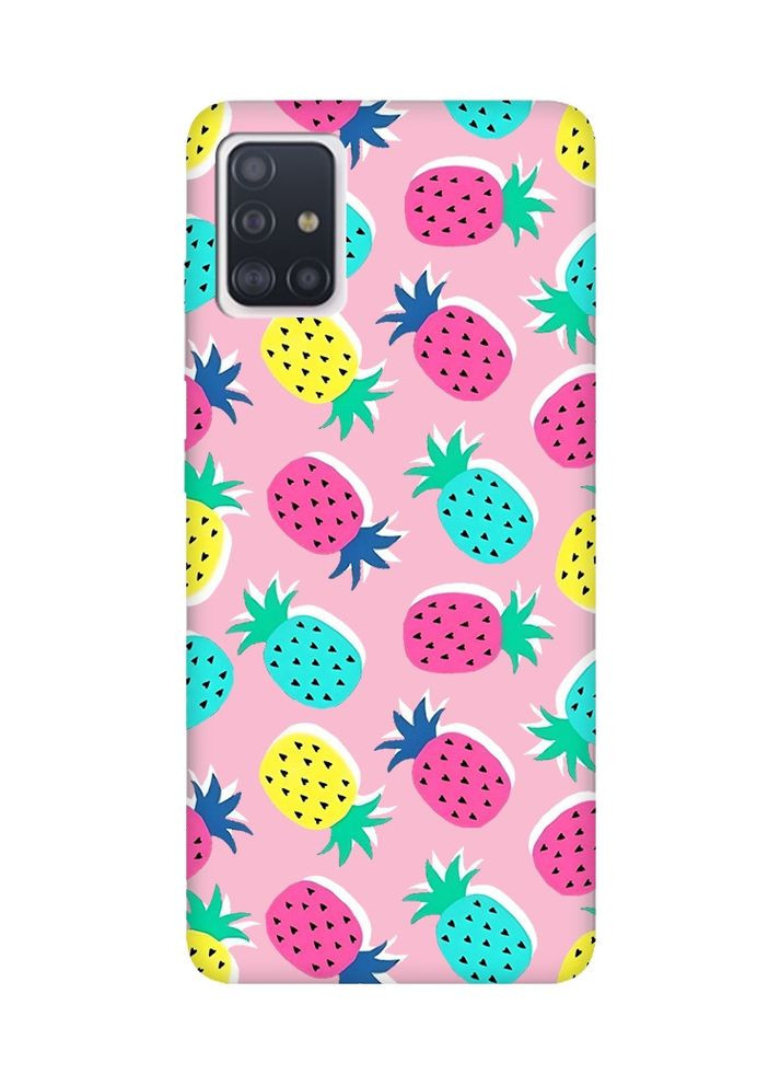 Матовый чехол на Samsung Galaxy A51:: Разноцветные ананасы (принт 346) Creative (360711727)