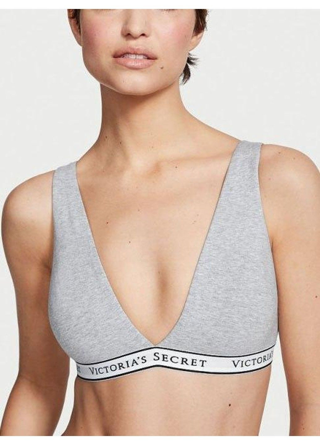Серый бралет cotton wireless lounge bra серый Victoria's Secret