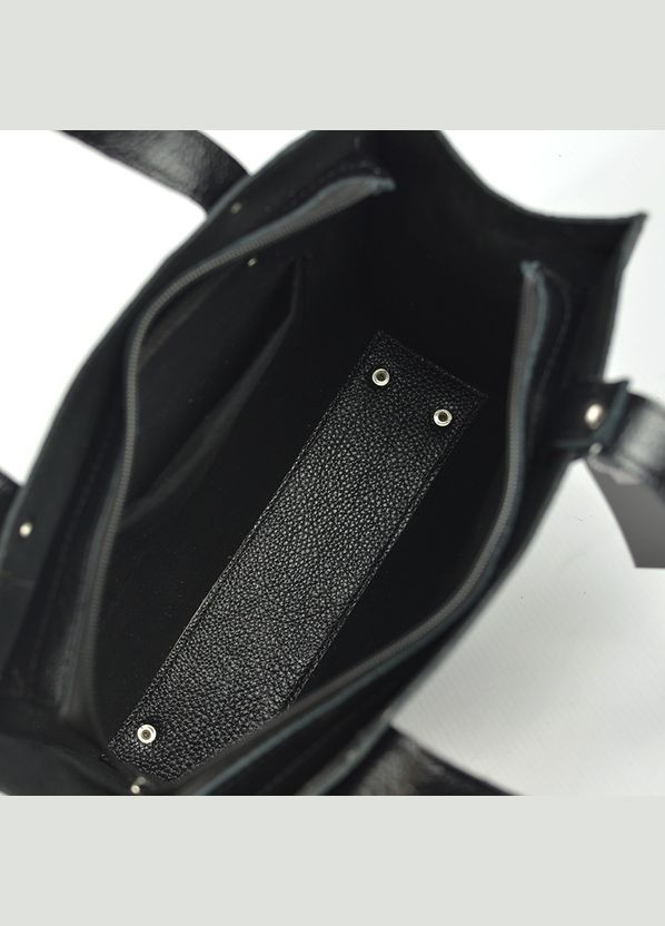 Кожаная женская квадратная черная сумка шоппер с длинными ручками на плечо Serebro (278260587)